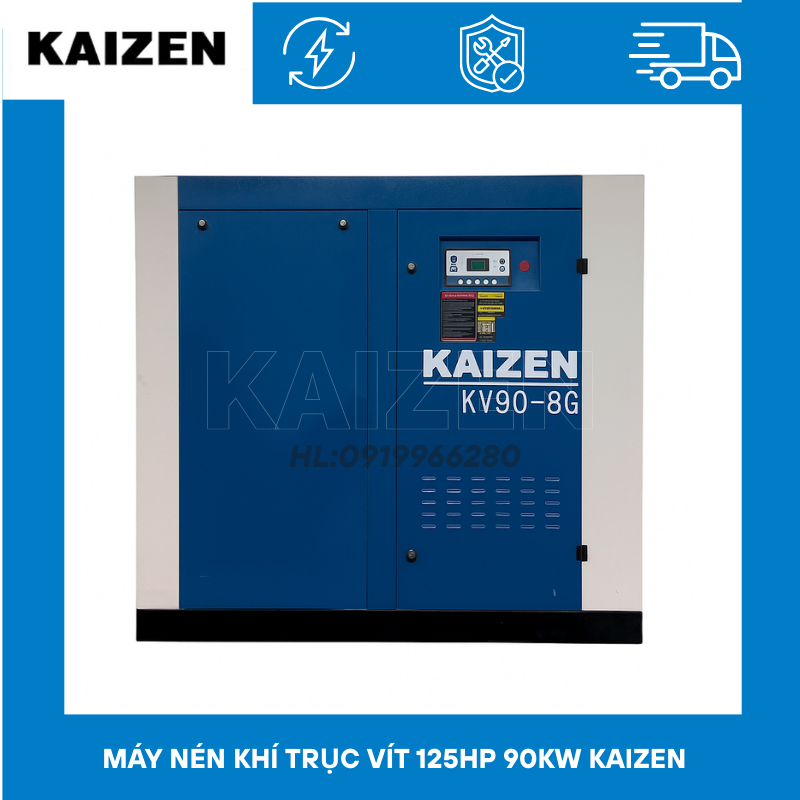 Máy nén khí trục vít 125hp 90kw KAIZEN