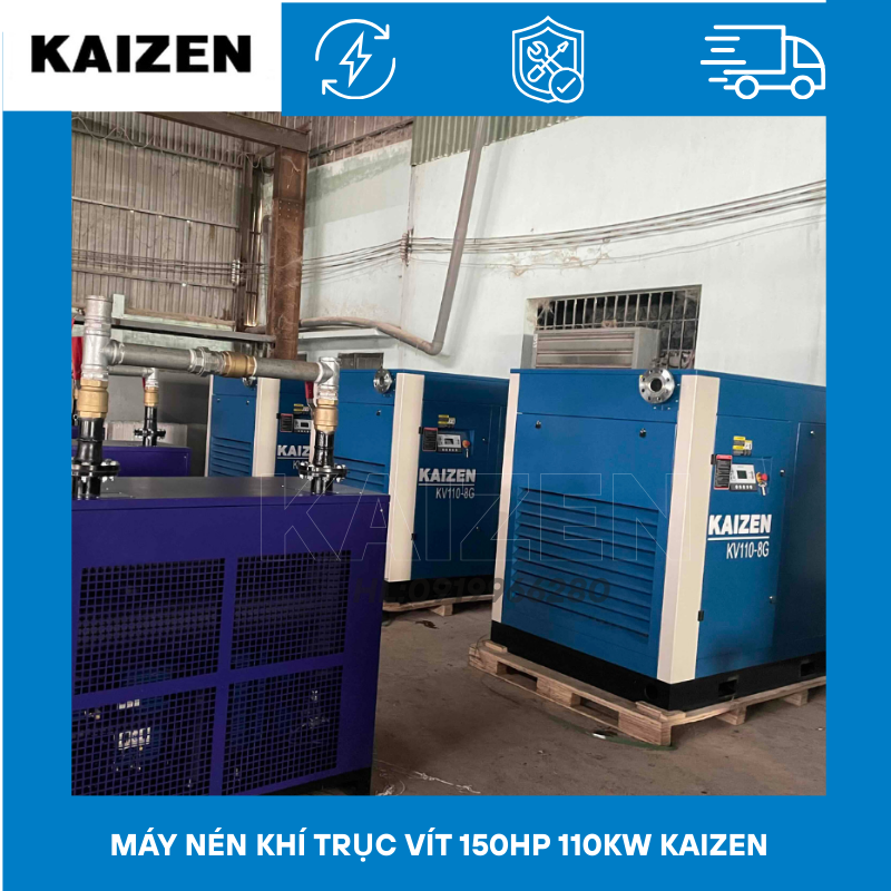 Máy nén khí trục vít 150hp 110kw - KAIZEN