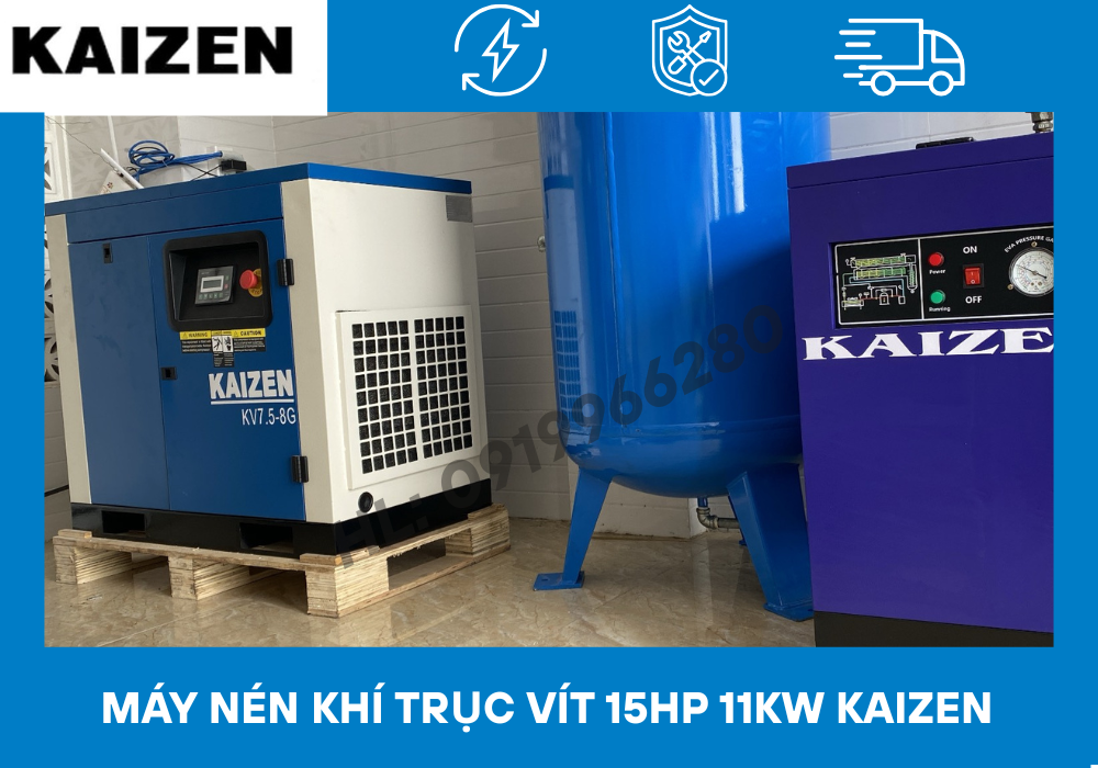 Máy nén khí trục vít 15Hp 11kW - KAIZEN