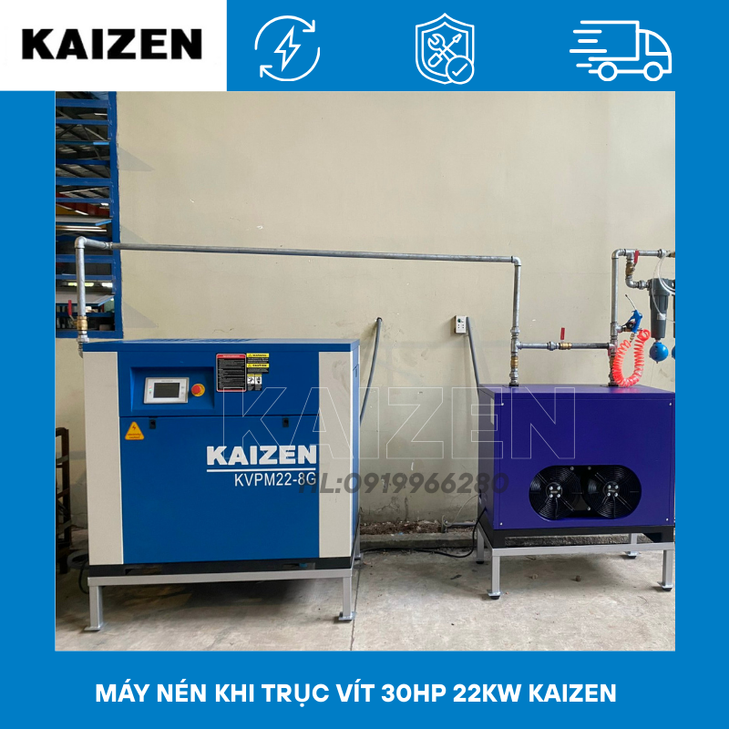 Máy nén khí trục vít 30hp 22kw - KAIZEN