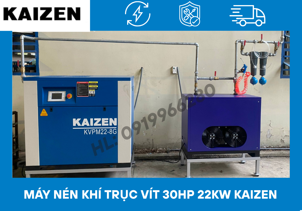 Máy nén khí trục vít 30hp 22kw KAIZEN