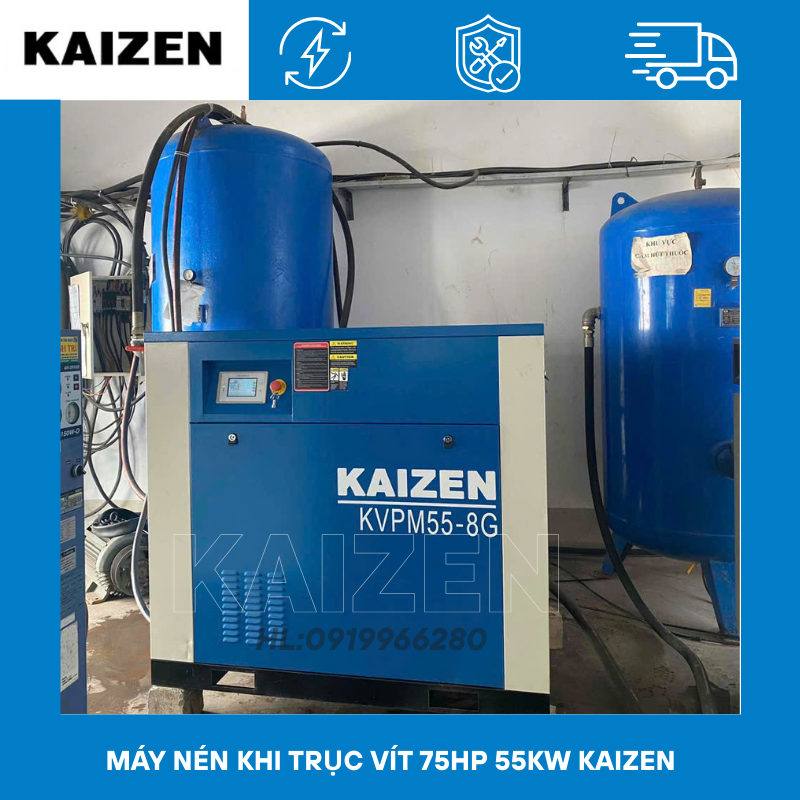 Máy nén khí trục vít 75HP 55KW - KAIZEN