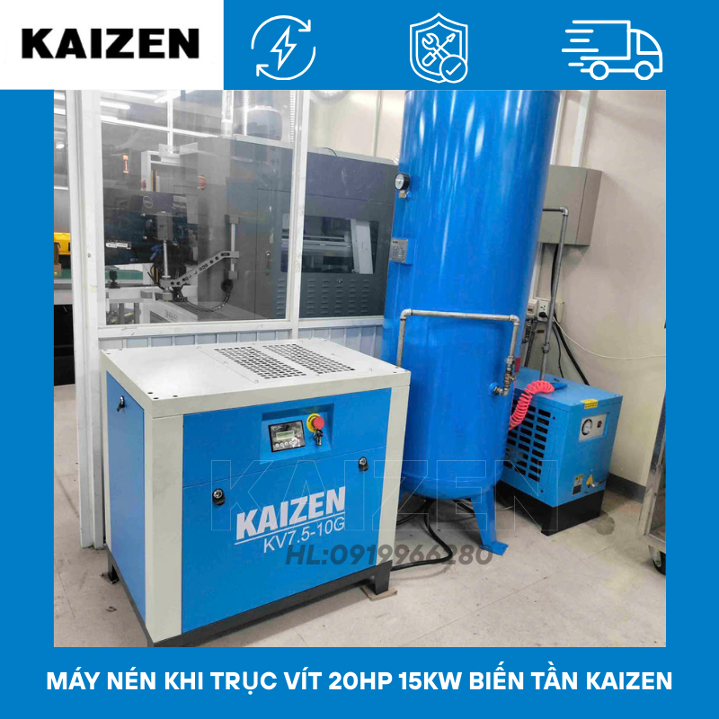 MÁY NÉN KHÍ TRỤC VÍT 20HP 15KW BIẾN TẦN - KAIZEN