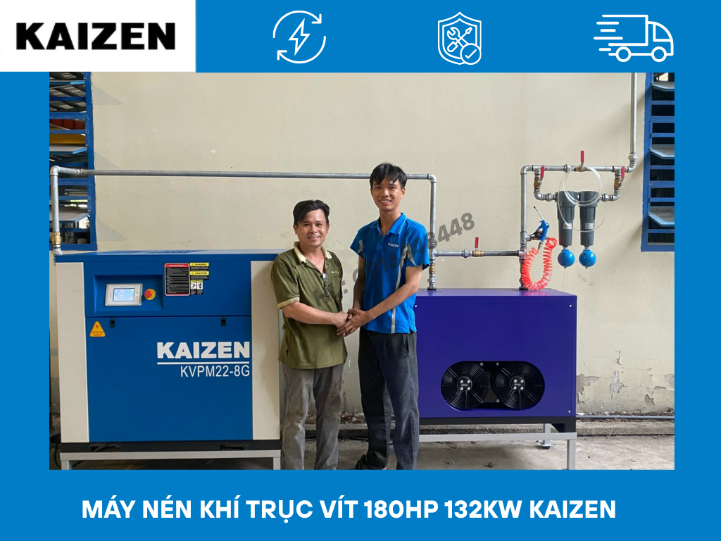 Máy nén khí trục vít 180hp 132kW KAIZEN
