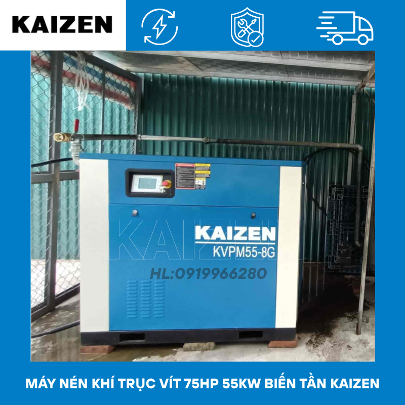 MÁY NÉN KHÍ 75HP 55KW BIẾN TẦN INVERTER – KAIZEN
